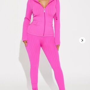 Fashion Nova Vibrant Pink Ribbed Jumpsuit